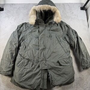 US Military Type N-3B Extreme Cold Weather Parka Large Green Fur USPS Stencil